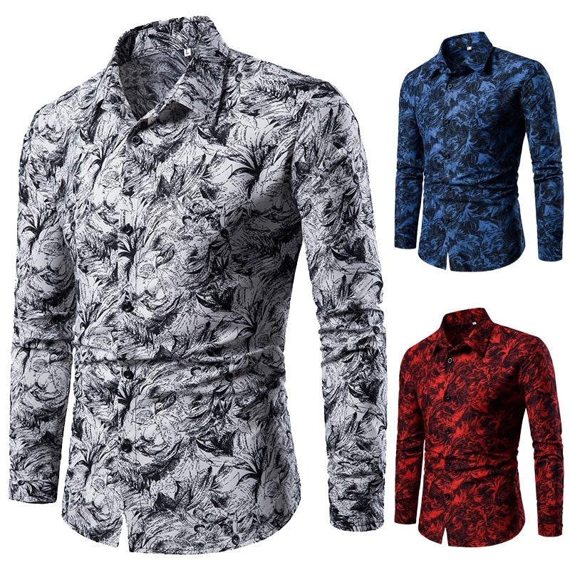 남성용 심플 프린트 셔츠, 긴팔 재킷, 가을 트렌드 캐주얼 셔츠, 2023 신상 패션